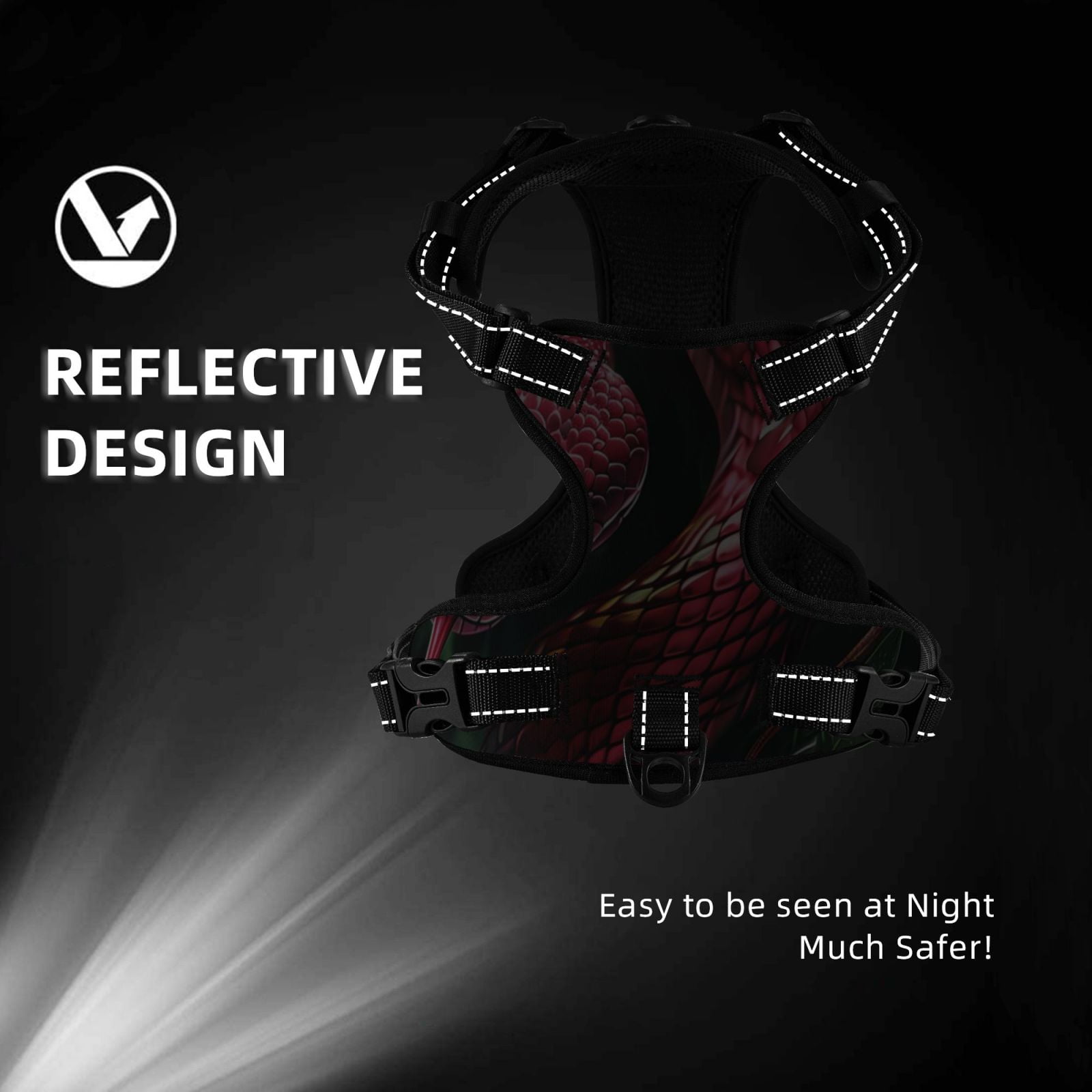 Vsdgher Red Viper Jungle Intensity Dog Harness, No-Pull Pet Harness, Dog Vest, Pet Vest for Small to Large Dogs-Small