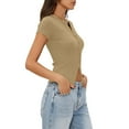 thumbnail image 6 of PFRNLF Ribbed Knit Tops for Women Summer Y2k Short Sleeve Crop Button Down Tight Tees Shirts, 6 of 8