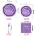 thumbnail image 3 of 96 Pieces Purple and Silver Birthday AFN1Plates and Napkins Party Tableware Set with Happy Birthday Party Decorations,Paper Plates,Napkins and Forks for 24 Guests, 3 of 3