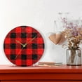 thumbnail image 6 of GZHJMY Round Digital Clock Red Buffalo Plaid Creative Decorative Quiet Not Ticking Clock,Bedroom Living Room Bathroom Kitchen Office Wall Ornament (Black 10x10In), 6 of 7