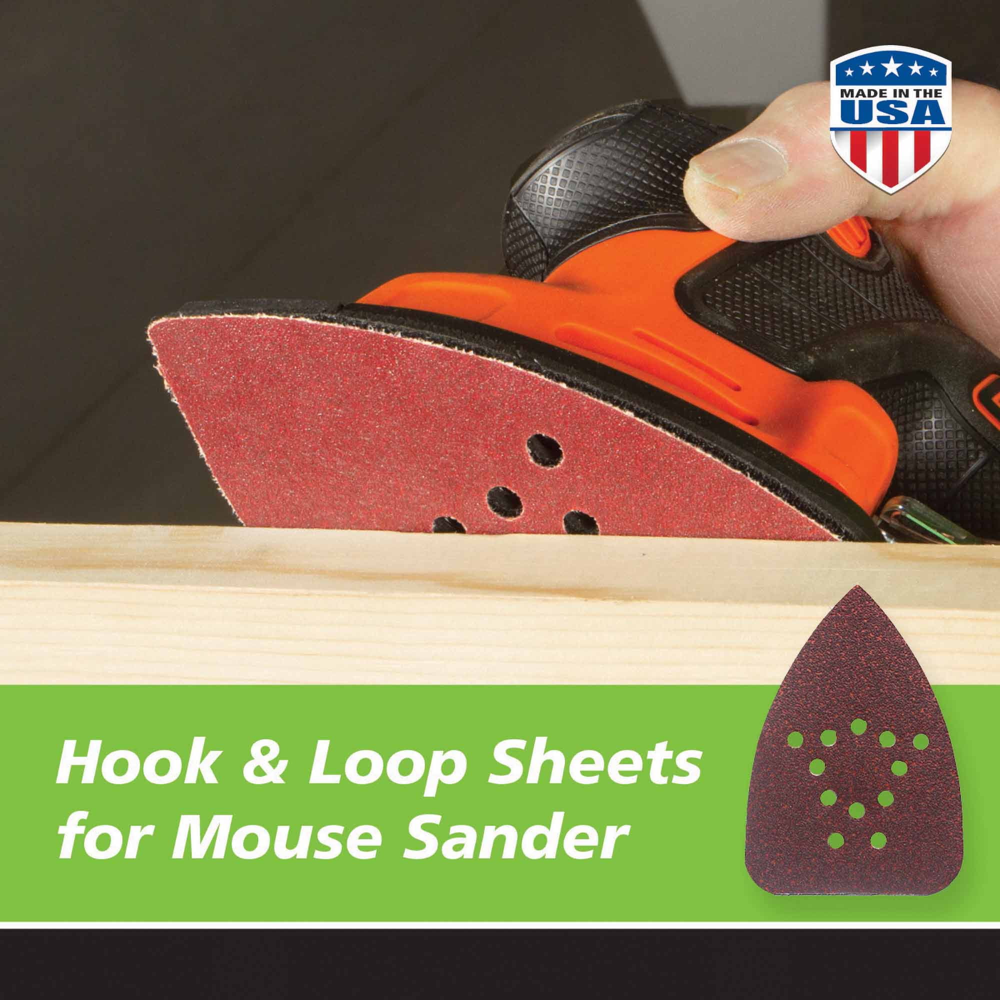 Gator Aluminum Oxide Hook and Loop Mouse Detail Sanding Sheets, 120-Grit,  10-Pack, 3750-25