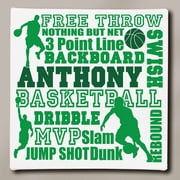 Angle View: Personalized Basketball Typography Canvas, 11" x 11"