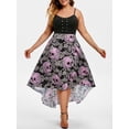 thumbnail image 1 of Ojal floral cráneo alto-bajo de Halloween más el vestido Tamaño Rosegal Vestidos casuales de talla grande, 1 of 5