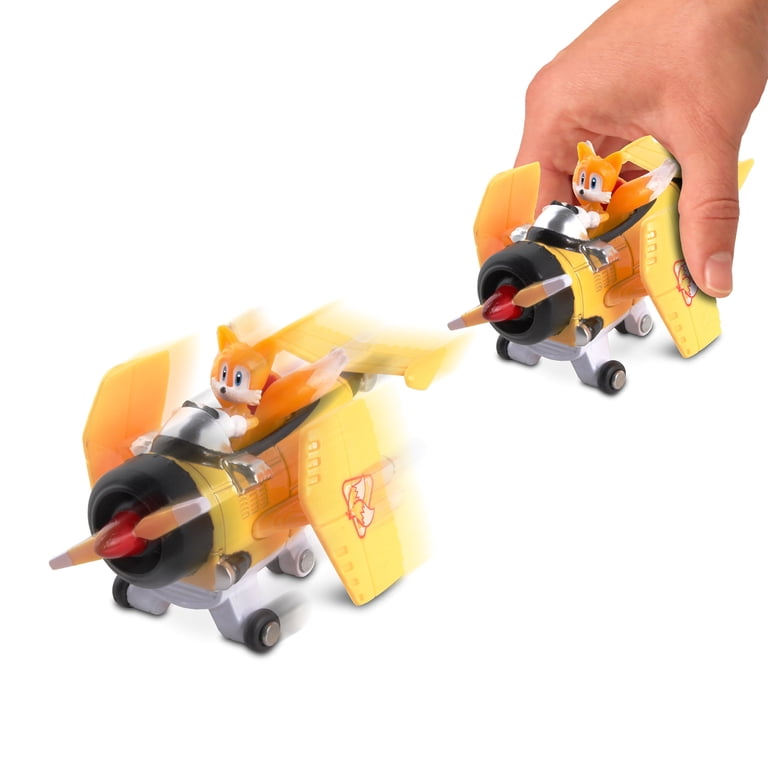 Sonic & Sega All-Stars Racing: Tails Diecast Plane - 1:64 Scale Metal Car, Freewheeling Action, No Batteries Needed