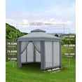 thumbnail image 3 of Heavy Duty 13x13ft 6-Sided Pop-Up Gazebo Tent – Double Vented Roof, Mesh Windows, Mosquito Netting, Adjustable Height, Easy Setup, Portable Canopy for Backyard, Patio, Garden – Light Grey & Dark Grey, 3 of 7