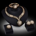 thumbnail image 2 of UDIYO Women Banquet Wedding Party Hollow Rhinestone Necklace Bracelet Ring Earrings Set, 2 of 7