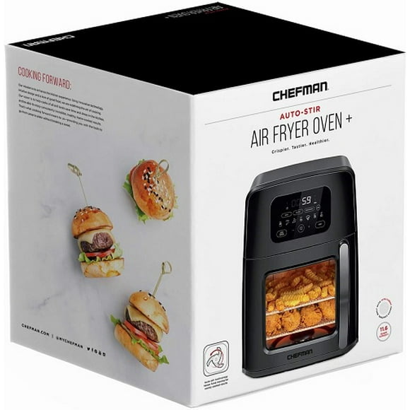 Chefman Auto-Stir Air Fryer Convection Oven +, Moves Food for Even Frying, XL 11.6-Quart Rotisserie, Fries w/Less Oil, Digital Cooker w/Dual Heating Elements, Dehydrate Mode, Fits 8-in Bake Pan