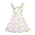 thumbnail image 1 of Girls Dress Pine Tree Bird Heron Letter Print Swing Shoulder Sundress 4, 1 of 4