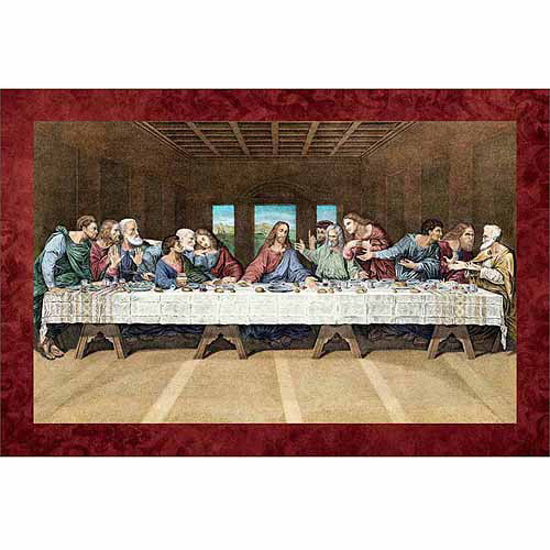 Jesus Christ & Apostles Last Supper Framed 5 Piece Canvas Wall Art Painting Post