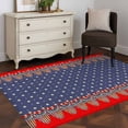 thumbnail image 4 of Independence Day Washable Area Rug 4 x 6 ft Vintage Abstract Blue Red Stars USA Flag Red Border, Soft Non Slip Rugs Stain Repellent Indoor Felt Carpet for Living Dining Room Bedroom Home Office, 4 of 9