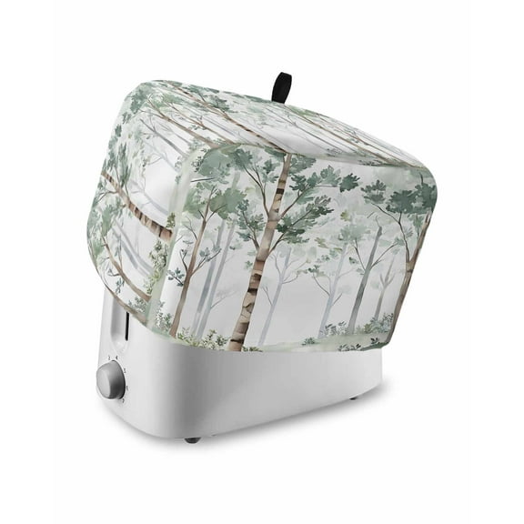 Fsddascl Watercolor Forest Green Toaster Cover 4 Slice, Large Kitchen Appliance Covers, Vintage Branches Leaves Toaster Oven Cover with Loop, Bread Machine Cover Polyester Dust Cover Protection