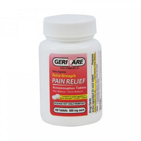 Geri-Care 500 mg Strength Acetaminophen Pain Relief , 100 Tablets per bottle, 12 Count