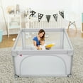 thumbnail image 2 of Gymax Baby Playpen Infant Large Safety Play Center Yard w/ 50 Ocean Balls Grey, 2 of 10