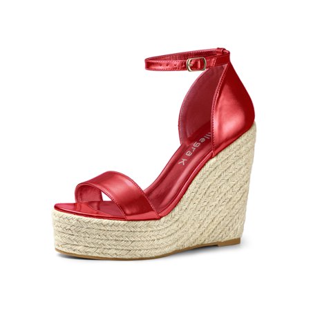 Allegra K - Women's Open Toe Espadrille Wedges Platform Sandals Red ...