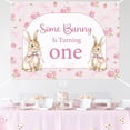 thumbnail image 6 of Some Bunny is One Backdrop Pink Bow Rabbit 1st Birthday Backdrop Banner Cute Animal Photography Background for Girls First Birthday Party Supplies 7x5ft, 6 of 7