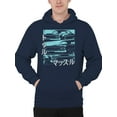 thumbnail image 2 of Retro Muscle Car Design with Japanese Text Men's Hoodie, 2 of 3