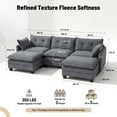 thumbnail image 5 of Amsleekey 111.5" Modular Sectional Sofa with 2 Movable Ottomans, U-Shaped Modern Corduroy Cloud Couch for Living Room, Comfy Deep Seat, Grey, 5 of 10