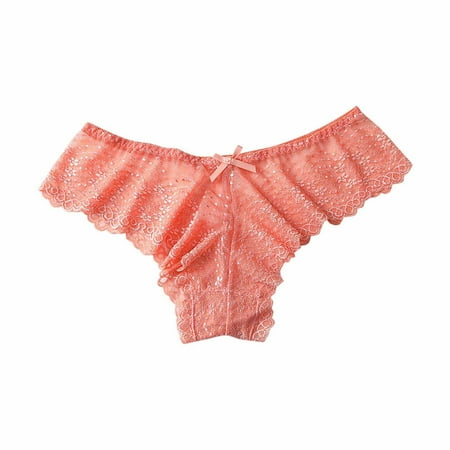 Scyoekwg Thongs for Womens Thong Low Waisted Fashion Breathable Bikini Underwear Hipster Panties Solid Color Ladies Panties Underpants(Orange S)