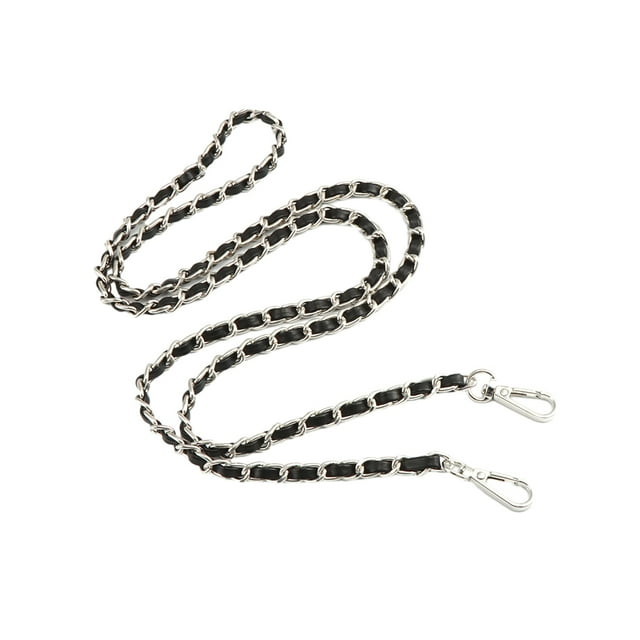 Jumpingount Correa de cadena para bolso, piezas de repuesto, correa de hombro, extensión para niña, bricolaje, bolso de mano para mujer, Bolsas de mensajero y de hombro Negro plata 1.2 m