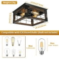 thumbnail image 5 of Farmhouse Wood Flush Mount Ceiling Light, Black Metal Rustic Close to Ceiling Light Fixtures with 4 E26 Blub Socket, Outdoor Porch Lights Ceiling Mount for Kitchen Entryway Hallway Dining Room, 5 of 8