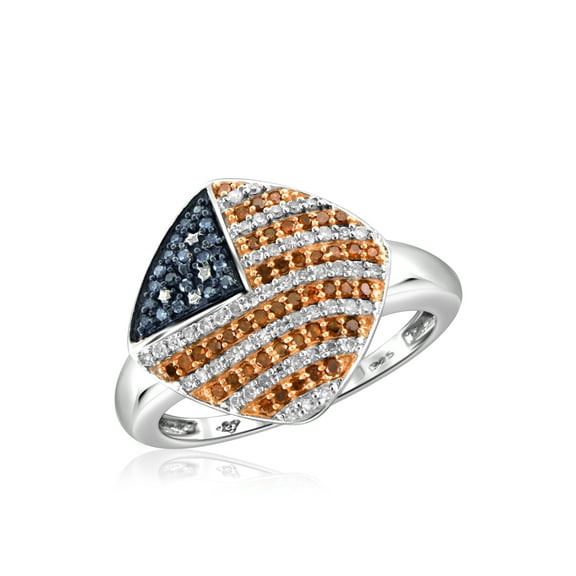 JewelersClub Sterling Silver 1/3 Carat Multi Color Diamond Ring for Women | Diamonds for Everyday Womens Wear