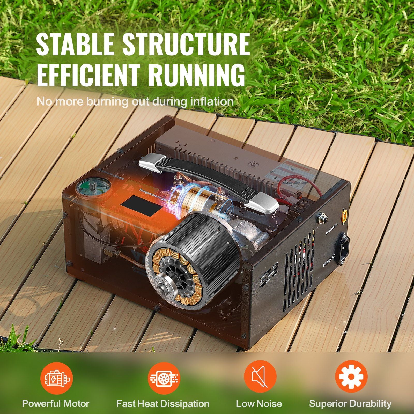 PCP Air Compressor 4500PSI, Lightweight & Oil-Free, Auto-Stop, Dual-Power 12V/120V, for Paintball, Air Rifles & Scuba