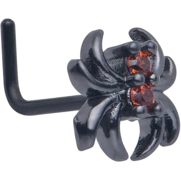 Body Candy 20 Gauge Nose Ring - 316L Stainless Steel L-Shape Nostril Stud Sleek Spider Black for Women Men