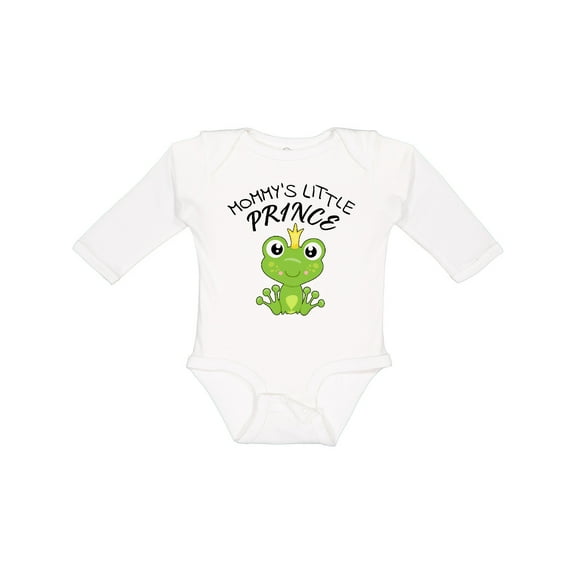 Inktastic Mommy's Little Prince Cute Frog Boys Long Sleeve Baby Bodysuit