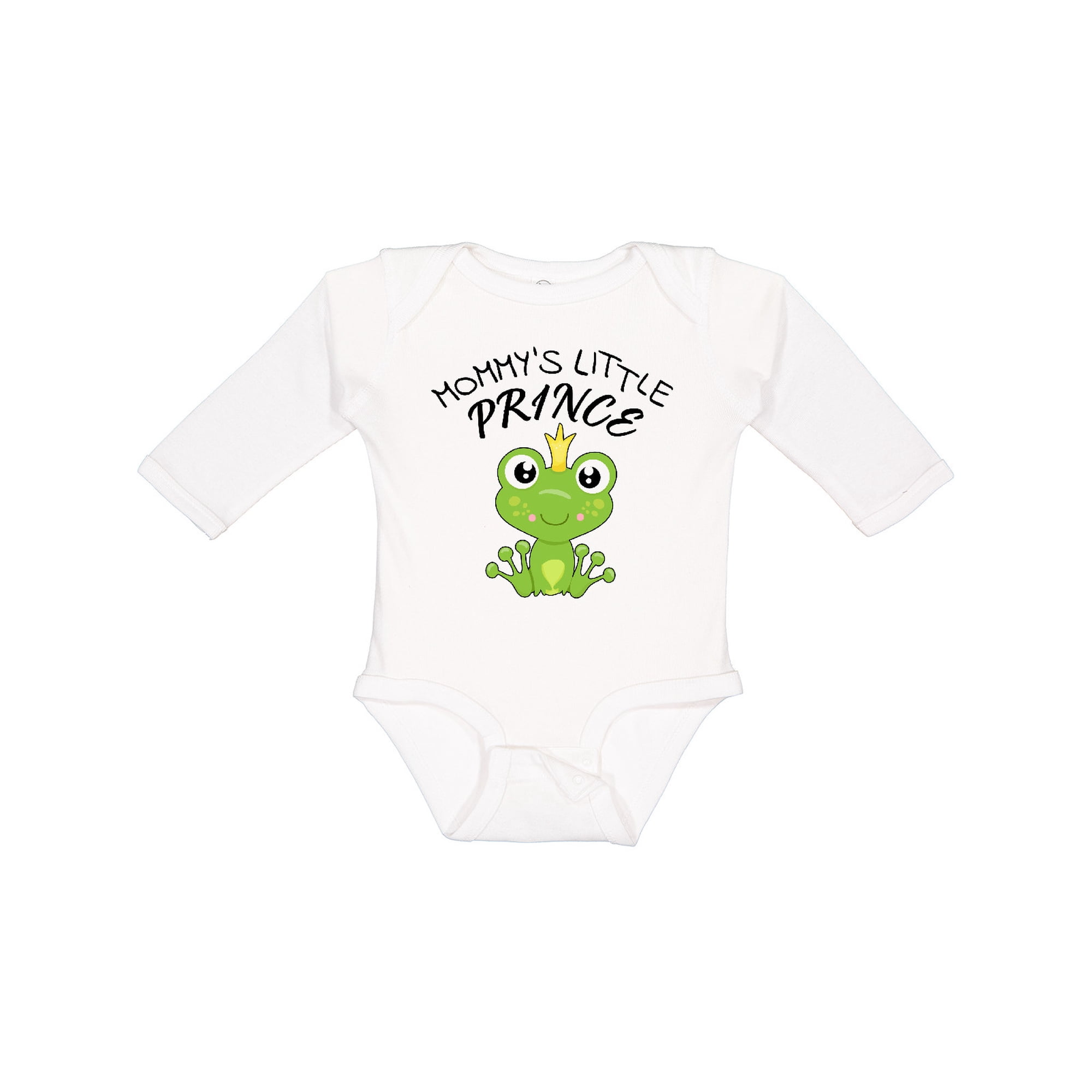 Inktastic Mommy's Little Prince Cute Frog Boys Long Sleeve Baby Bodysuit