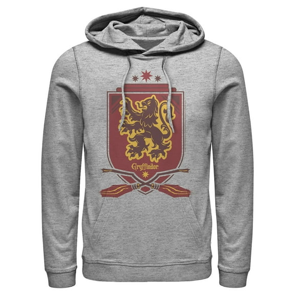 Men's Harry Potter Gryffindor House Shield  Pull Over Hoodie Athletic Heather 2X Large