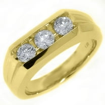 14k Yellow Gold Mens Brilliant round cut 3-Stone Diamond Ring 1 Carat