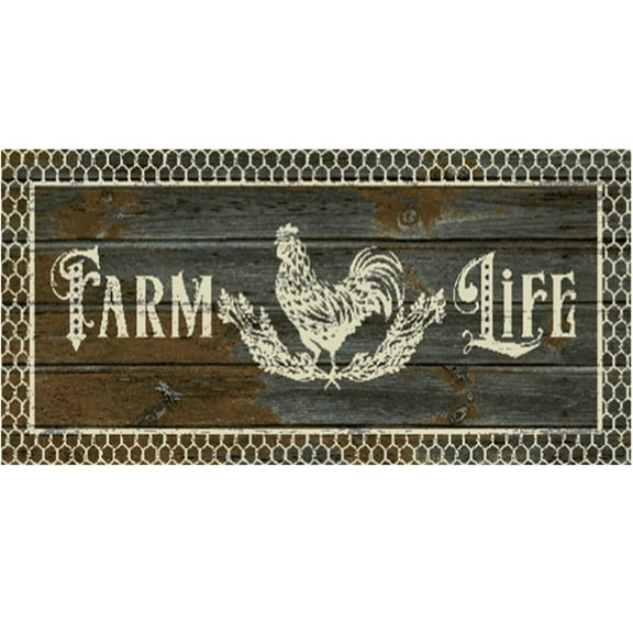 Mayberry Rug Cozy Cabin Farm Life Nylon Washable Lodge Rug Grey 20"x44" Rectangle