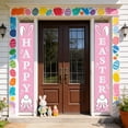 thumbnail image 4 of Easter Party Supplies-Happy Easter Porch Sign Banner,2Pcs Happy Easter Front Door Hanging Welcome Banner for Spring Theme Easter Bunny Door Decoration, 4 of 6
