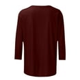 thumbnail image 6 of Loopsun Womens Top, 3/4 Sleeve T-shirts for Women, Casual Crew Neck 3/4 Sleeve Solid Fashion Loose Pullover Wine, 6 of 6