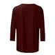 thumbnail image 5 of Blusas Umfun para mujer, cuello redondo liso, manga 3/4, blusa informal versátil, color vino, talla XL, 5 of 5