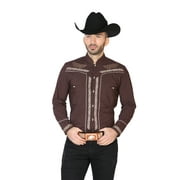 MEN'S SHIRT CHARRA EMBROIDERED CHARRO STYLE, CAMISA CHARRA DE HOMBRE CON BOTON HUESO