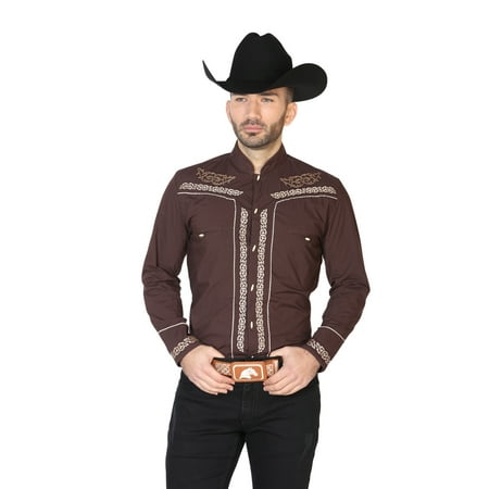 MEN'S SHIRT CHARRA EMBROIDERED CHARRO STYLE, CAMISA CHARRA DE HOMBRE CON BOTON HUESO