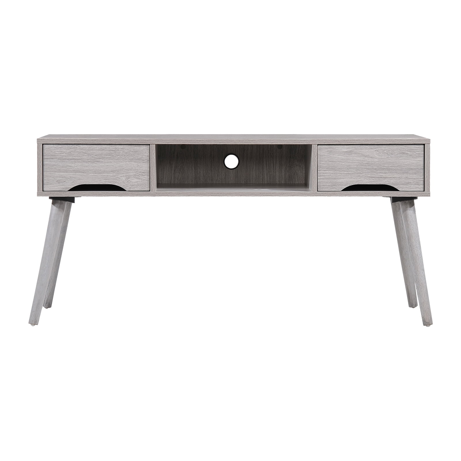 Kadyn Rectangle Coffee Table, Mid Century TV Stand with 2 Drawer & Shelf, Modern Coffee Table for Living Room, Plaid Grey Oak Kadyn Rectangle Coffee Table, Mid Century TV Stand with 2 Drawer & Shelf, Modern Coffee Table for Living Room, Plaid Grey Oak