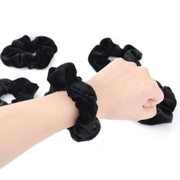MLINS Velvet Hair Bands for Personal Decoration Black Stretchable Elastic Scrunchies 10 Pack