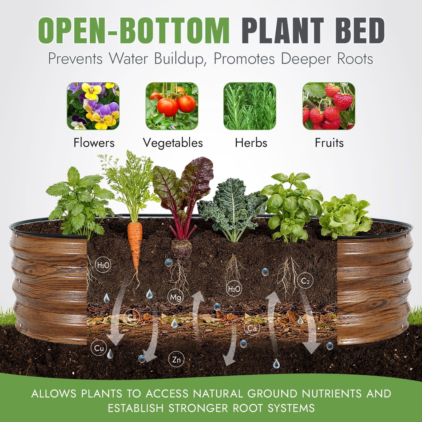 INNO STAGE Raised Garden Bed Kit Oval Galvanized Rust-Resistant Metal 3 Pack 4x2x1ft