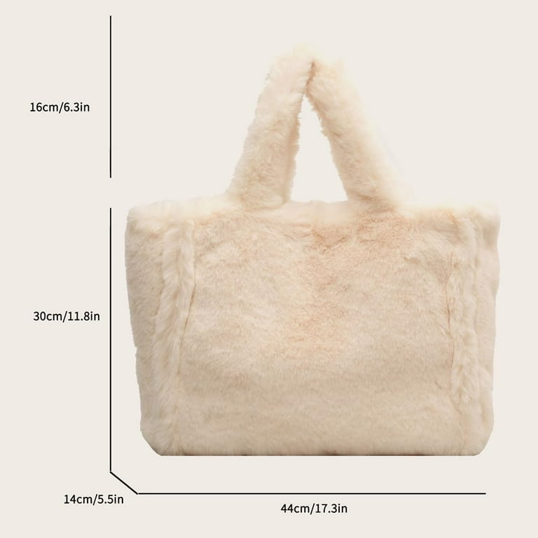 ☆BADBLOOD☆ Fur Pillow Large Shopper Bag Cream GZhLonKiMa Fluffy Tote Bag Faux Fur Hobo Bag Purse Plush
