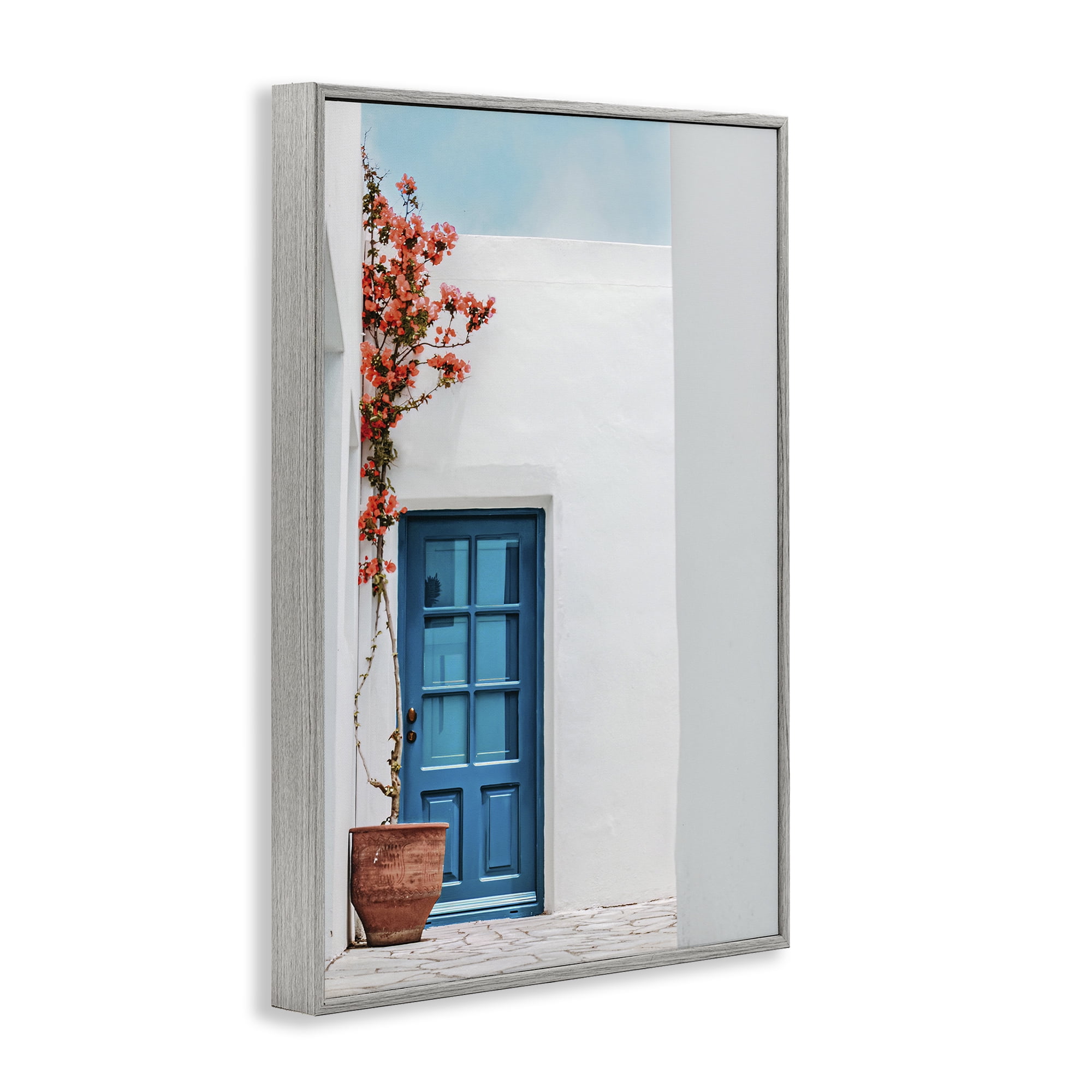 Stupell Industries Blue Villa Door Town & City Photography Gray Framed Art Print Wall Art, 20 x 30
