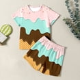 thumbnail image 4 of Tiijoy Girls Summer Outfits Ice-Cream Print Short Sleeve T Shirt Shorts Set, Sizes 2-12, 4 of 5