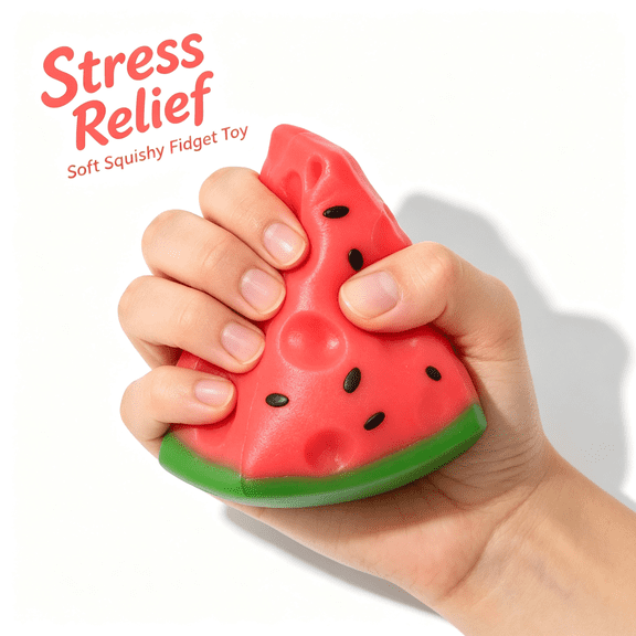 Slushy‑Texture Watermelon Squishy Stress Ball, Zero Bounce Back Realistic Fake Fruit Slice Hand Toy, Soft Filled Relaxing Fidget Toy for Adults, Holiday Party Favor Gift