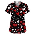 thumbnail image 2 of Fabrcox S-5XL Valentine Day Scrub Tops Women Plus Size Love Heart Graphic Holiday Womens Scrub Top V Neck Short Sleeve Nurse Uniforms with Pockets, 2 of 5