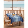 thumbnail image 2 of Outdoor Table Cloth with Umbrella Hole and Zipper, Navy Blue Ombre Waterproof Rectangle Tablecloth 60"x84", Gradient Navy Blue Woods Farmhouse Washable Table Cover for Outside Party Patio Picnic, 2 of 8