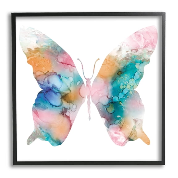 Stupell Industries Pastel Watercolor Pattern Butterfly Silhouette Painting Graphic Art Black Framed Art Print Wall Art, Design by Susan Jill