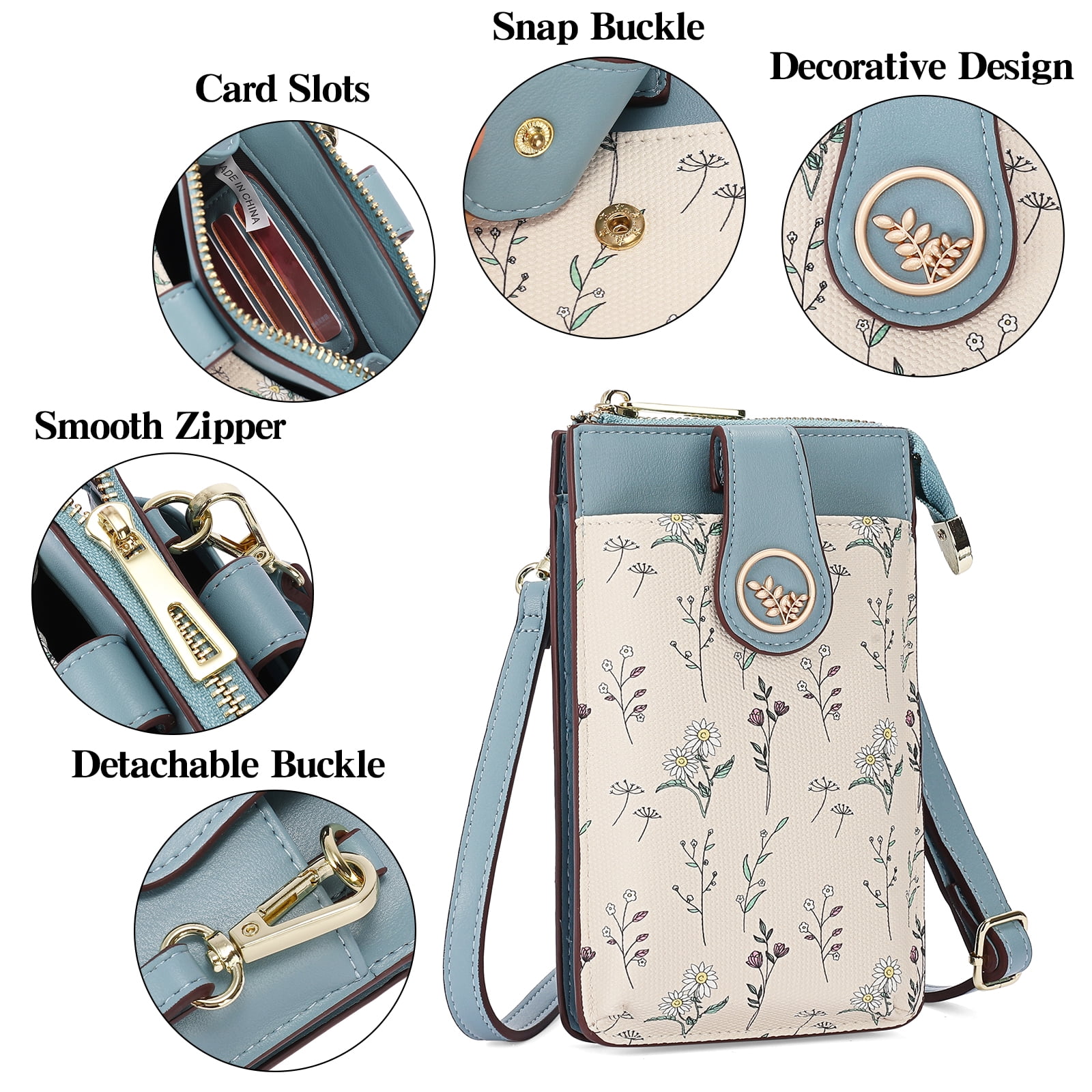 GAEKEAO Small Crossbody Bags for Women Leather Cell Phone Purse Bag Wallet with RFID Blocking Credit Card Slots
