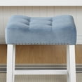 thumbnail image 2 of Miekor Furniture Morovo Set of 2 Velvet Counter Height Stools with Tufted Saddle Seats, White-Wash Finish, Blue 63183, 2 of 6