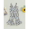 thumbnail image 5 of Arvbitana Toddler Baby Girl Suspender Jumpsuit Bull Head Floral Print Sleeveless Sling Flared Pants Casual Overalls for Children 6M-4T, 5 of 9